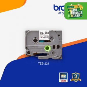 Brother Label Tape TZE-221 9mm x 8m Black On White Laminated TZe221