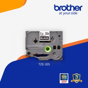 Brother Label Tape TZE-325 9mm White On Black TZe325 TZe 325 Label
