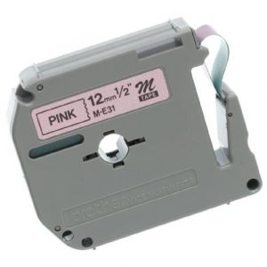 Brother Label M-E31 12mmx8m Black On Pink Non-Laminated Tape ME31