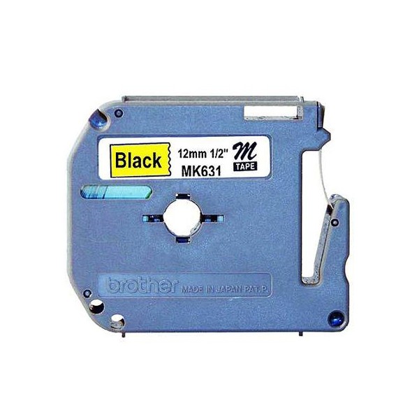 Brother Label Tape MK-631 12mmx8m Black on Yellow Non-Laminated MK631