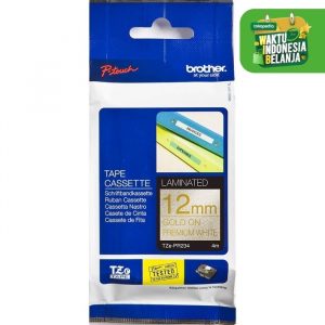 Brother Label TZE-PR234 12mm x 4m Gold on Premium White Tape TZEPR234