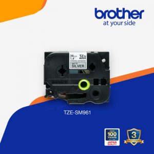 Brother Label Tape TZe-SM961 36mm Strong Adhesive Black On Silver