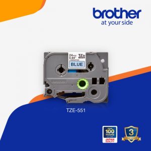 Brother Label TZe-551 Black on Blue 24mmx8m - Laminated Tape TZe551