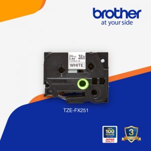 Brother Label Tape TZe-FX251 24mm x 8m Flexible Black On White