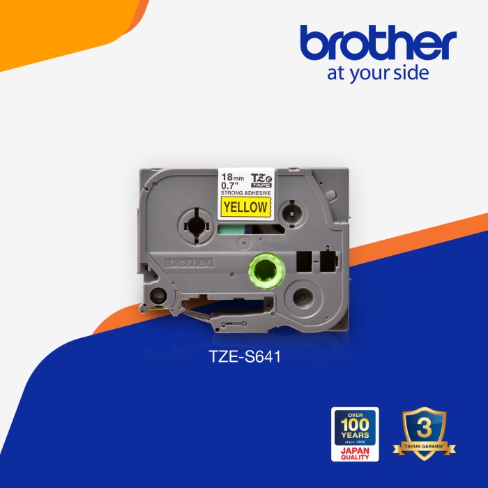 Brother Label Tape TZe-S641 18mm Strong Adhesive Black on Yellow