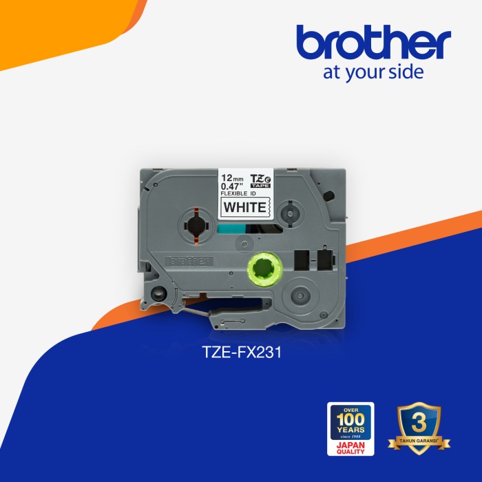 Brother Label Tape Tze-Fx231 12mm x 8m Flexible Black On White