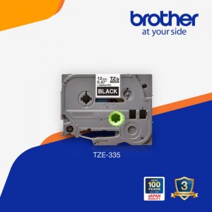 Brother Label TZE-335 12mm x 8m Laminated Tape White On Black TZE335